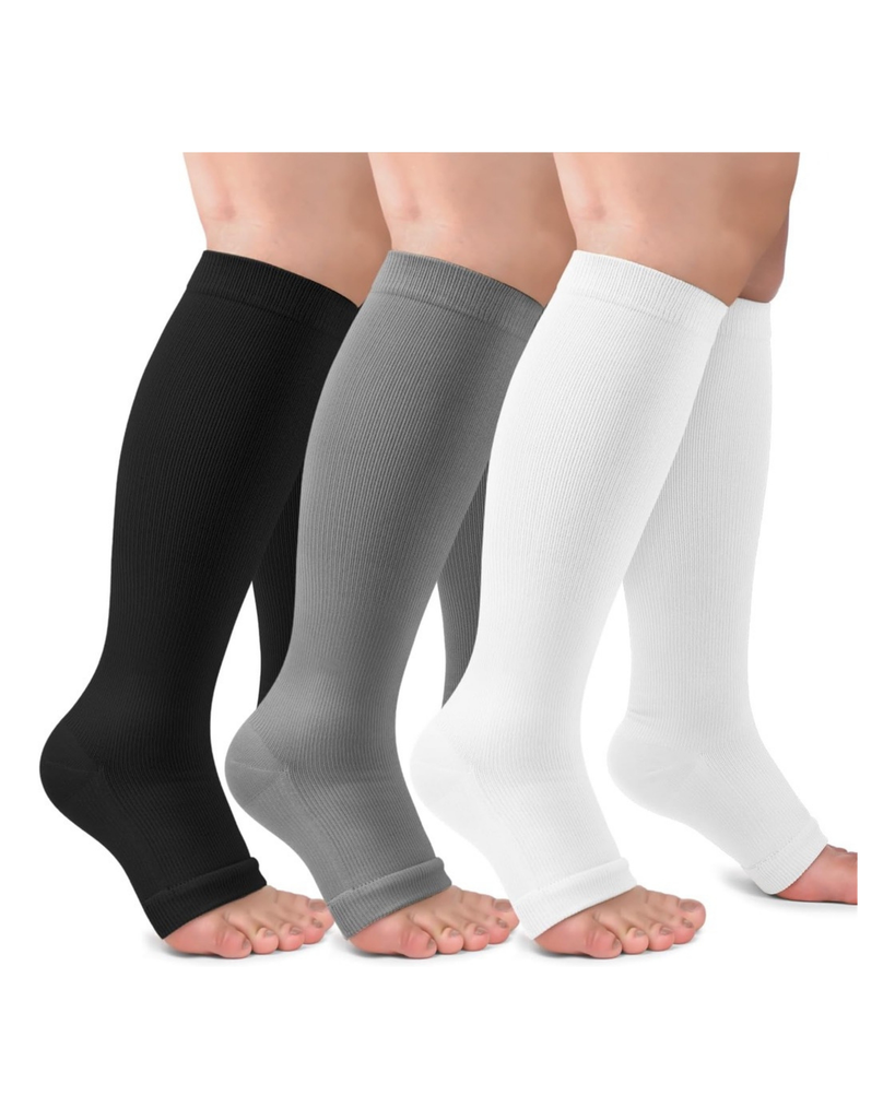 Medias de compresión unisex, XXL con punta abierta